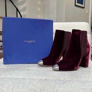 Aquazzura Steel Cap Toe Velvet Booties